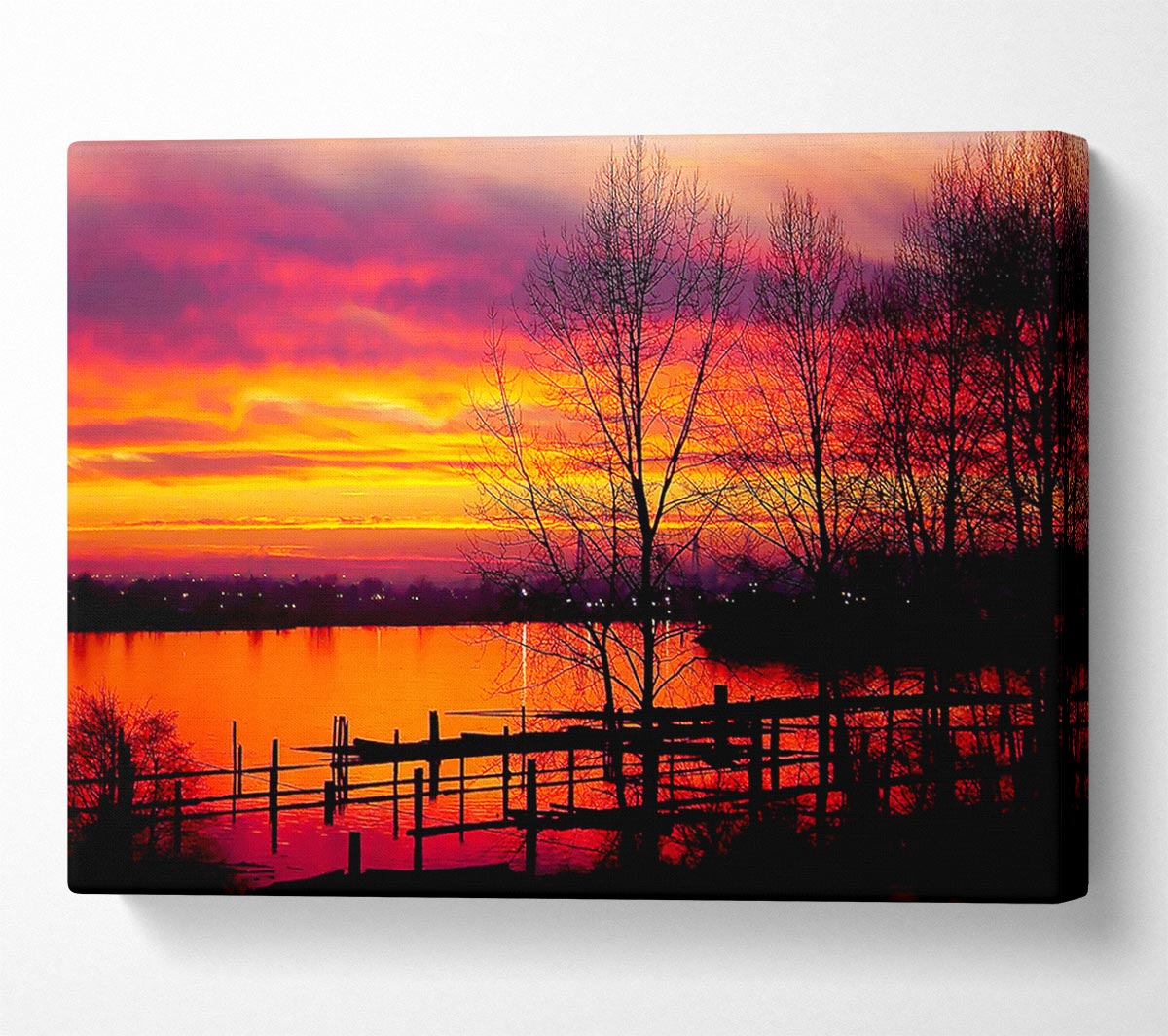 Red Lake Calm Canvas Wall Art