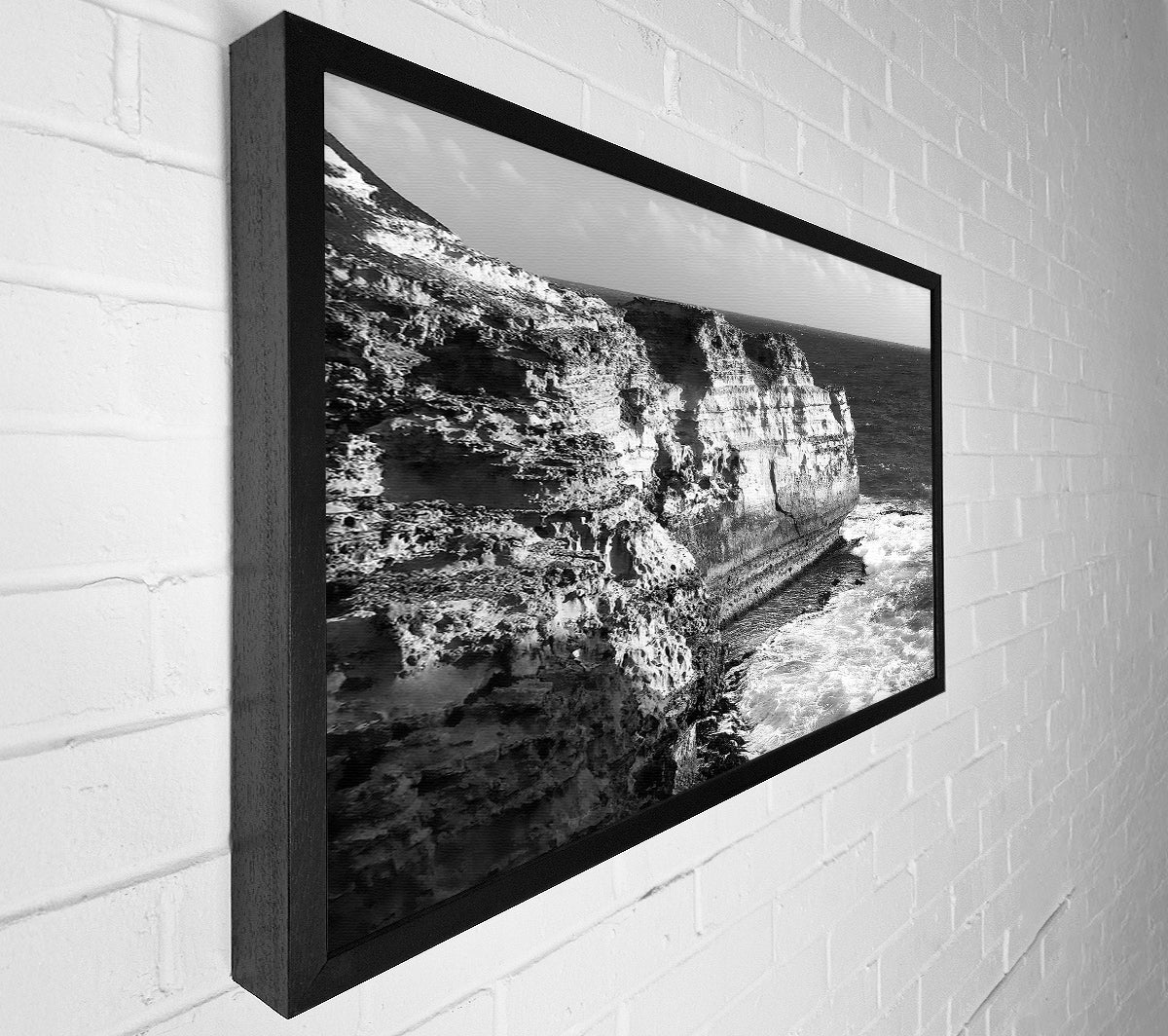 The Waves On The Ocean Cove B n W Canvas Wall Art