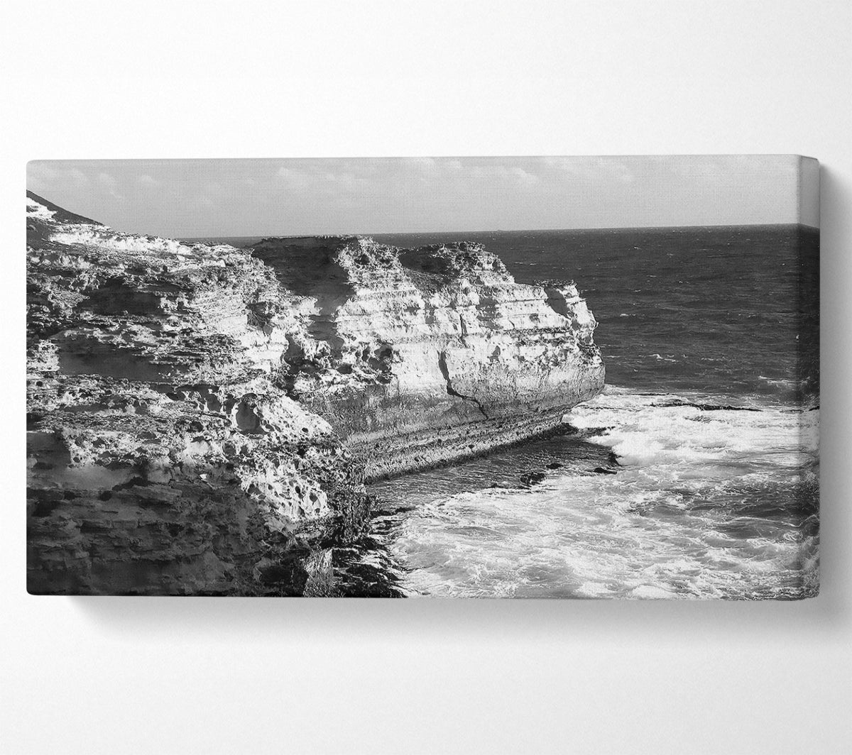 The Waves On The Ocean Cove B n W Canvas Wall Art
