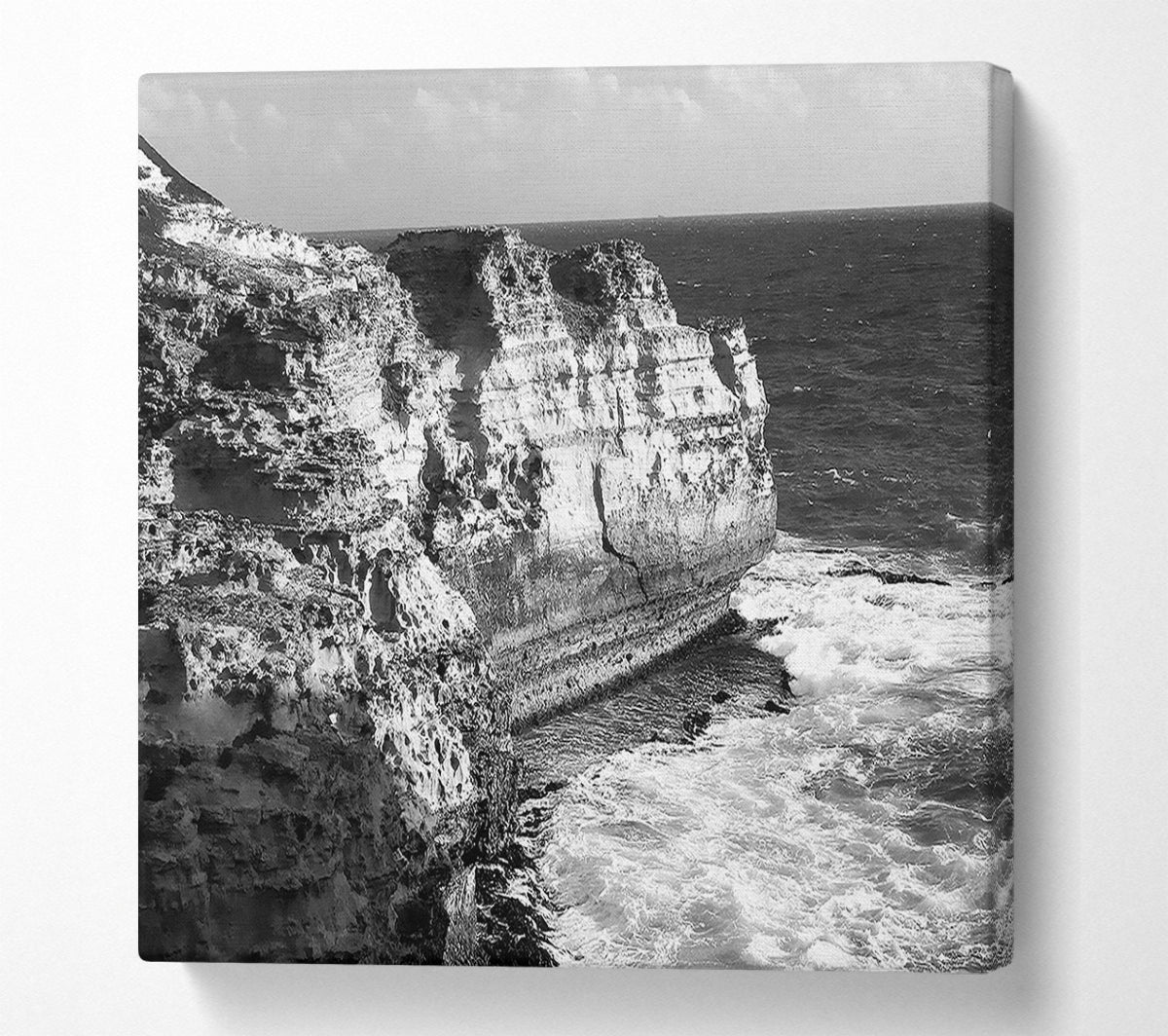 The Waves On The Ocean Cove B n W Canvas Wall Art