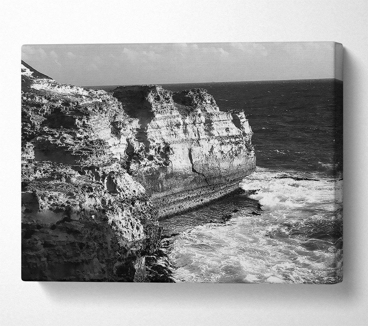 The Waves On The Ocean Cove B n W Canvas Wall Art