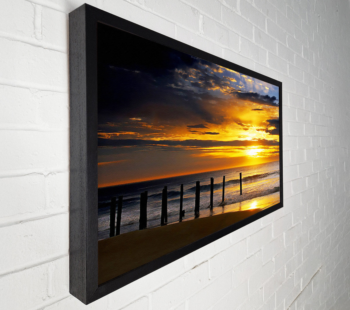 Yellow Sunrise Ocean Canvas Wall Art