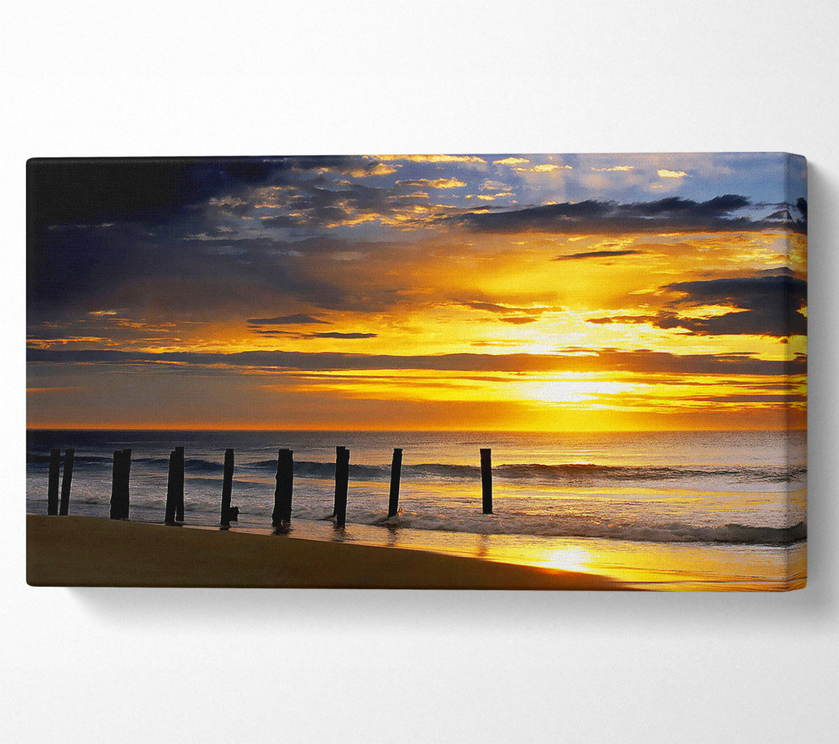 Yellow Sunrise Ocean Canvas Wall Art