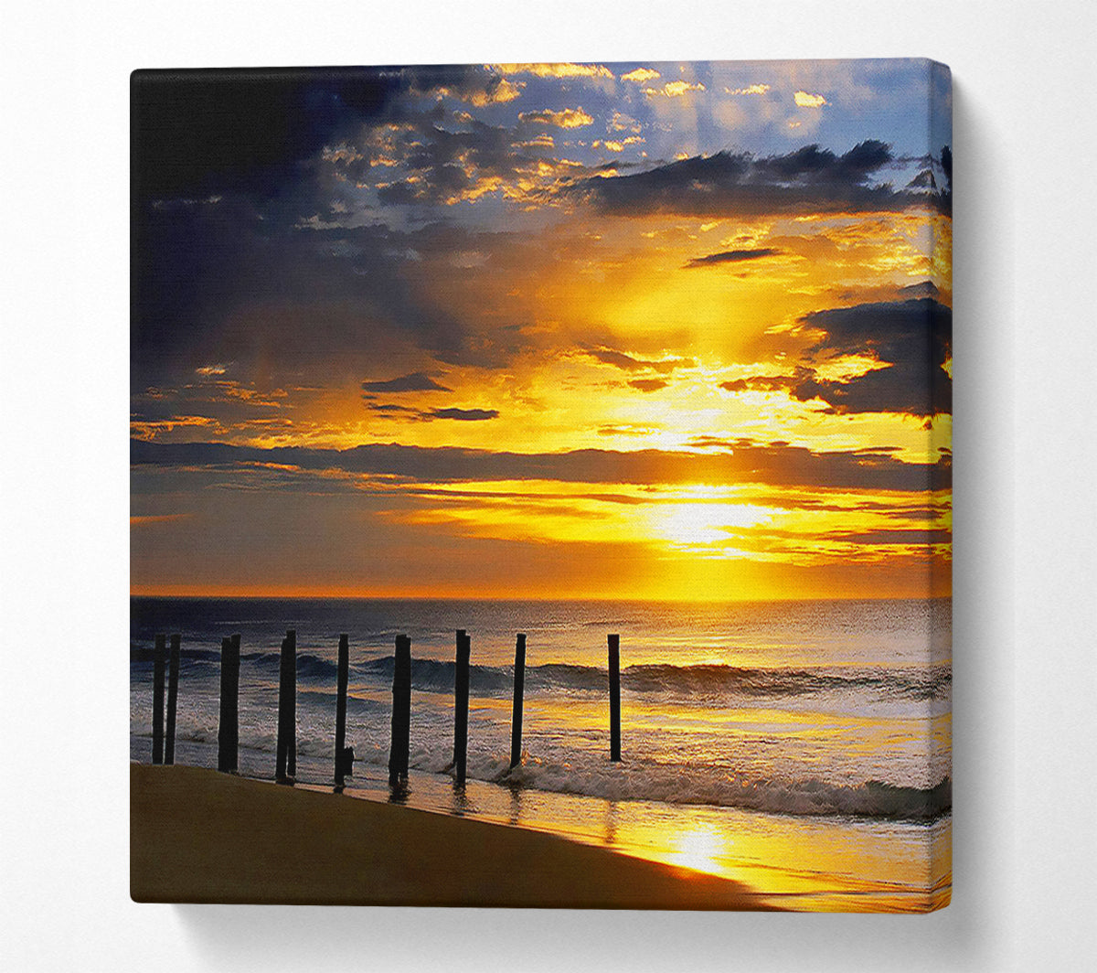 Yellow Sunrise Ocean Canvas Wall Art