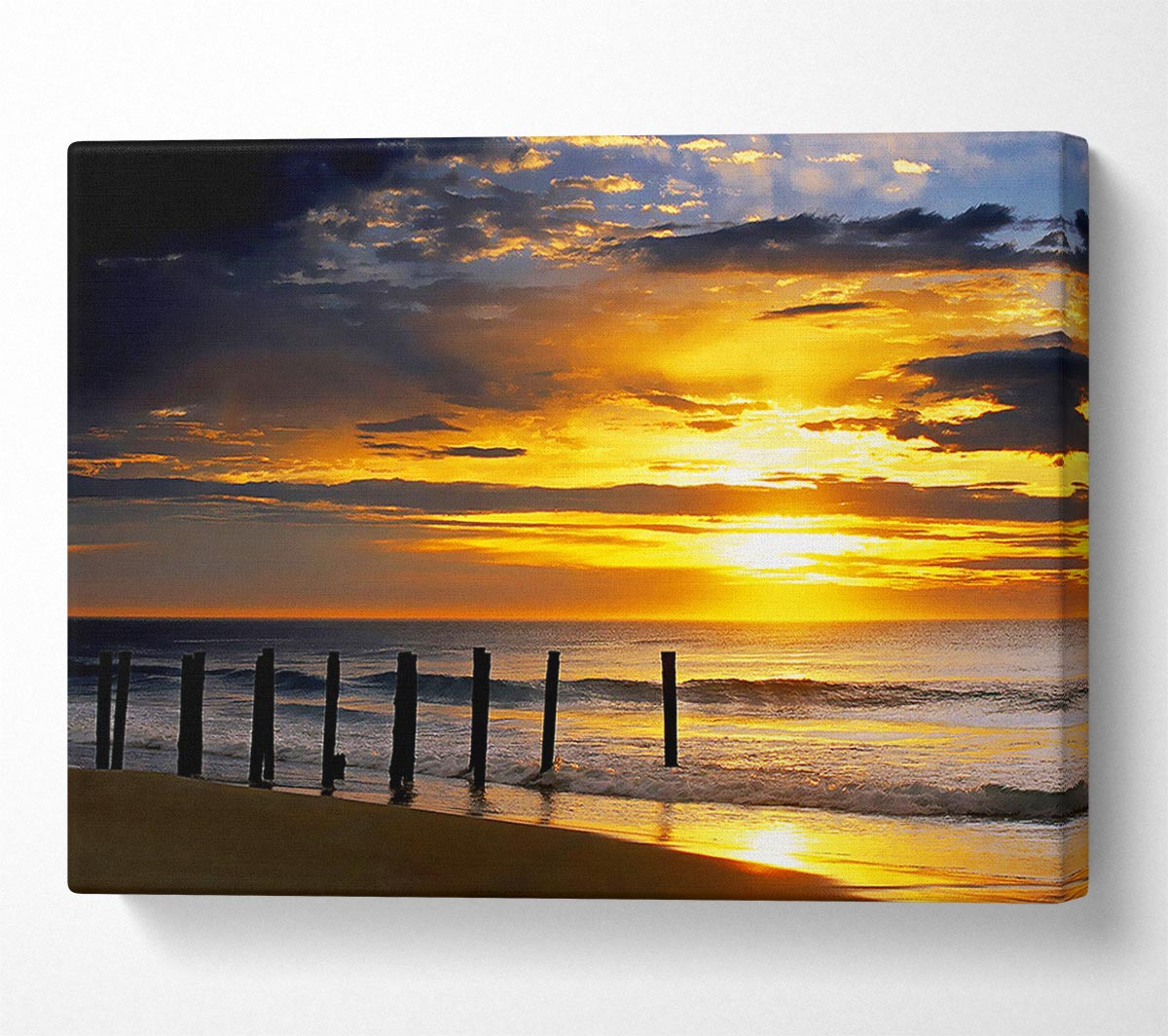 Yellow Sunrise Ocean Canvas Wall Art