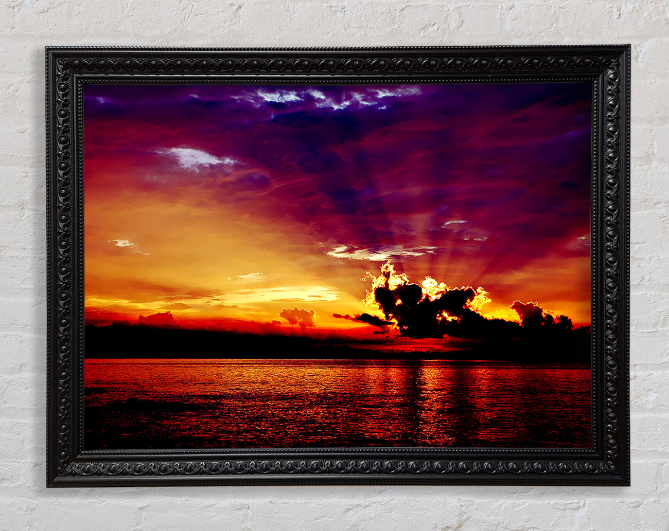 Sunrays Through The Rainbow Sky Framed Print