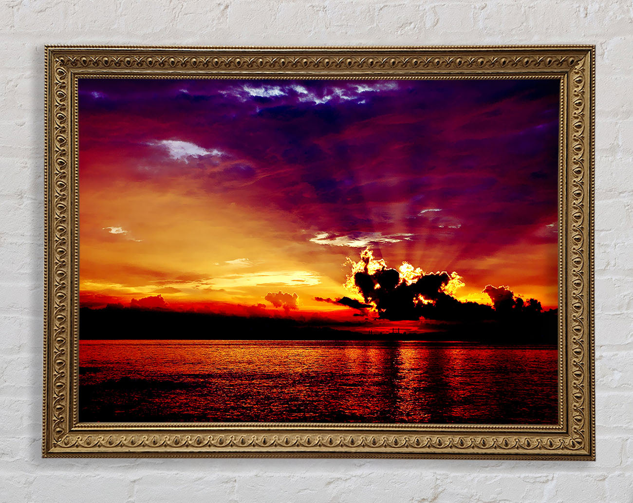 Sunrays Through The Rainbow Sky Framed Print