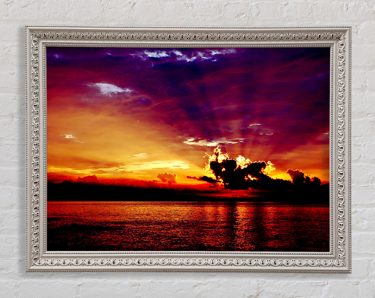 Sunrays Through The Rainbow Sky Framed Print