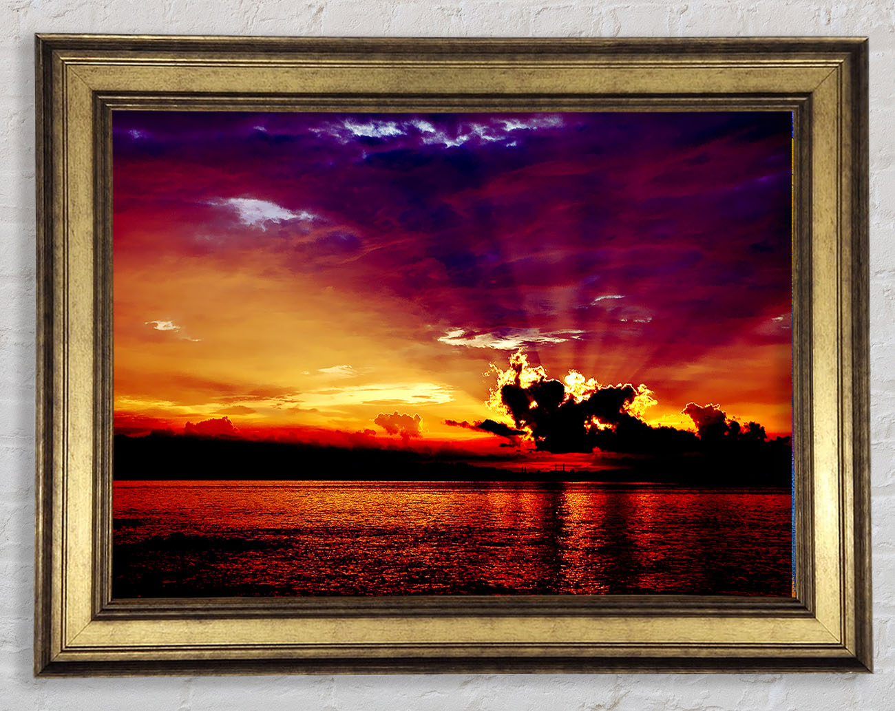 Sunrays Through The Rainbow Sky Framed Print