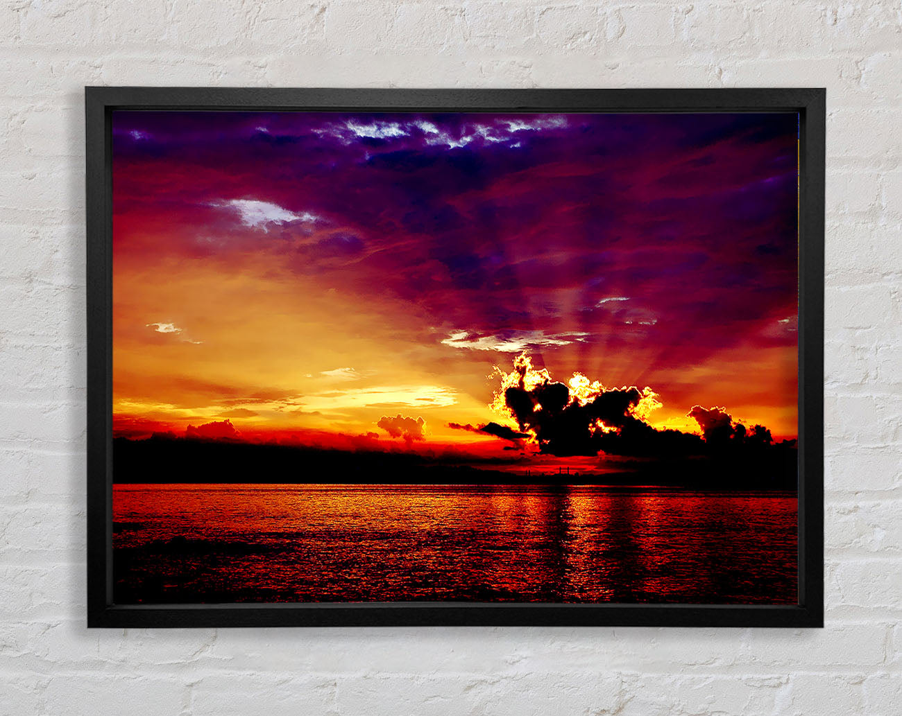 Sunrays Through The Rainbow Sky Framed Print