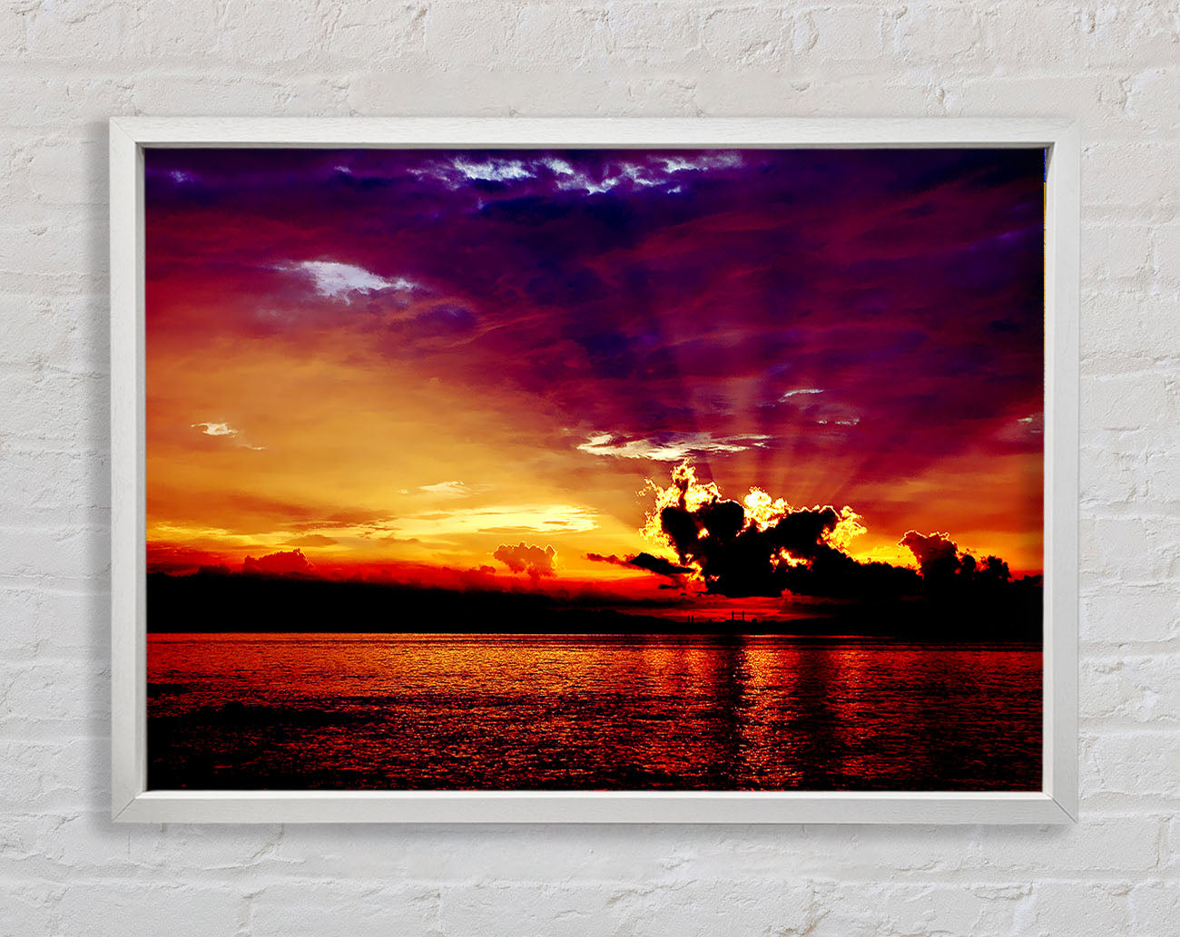 Sunrays Through The Rainbow Sky Framed Print