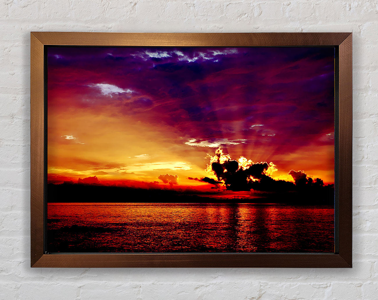 Sunrays Through The Rainbow Sky Framed Print