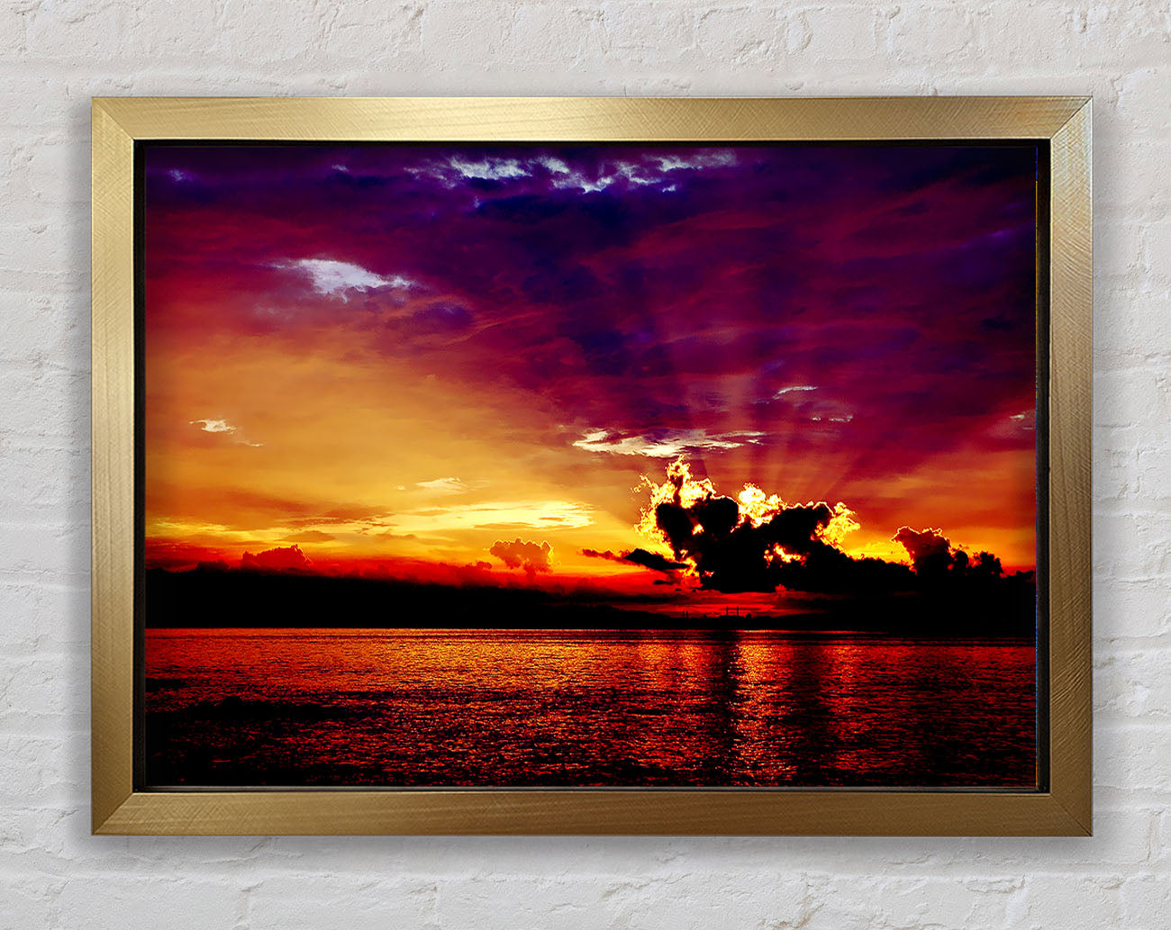 Sunrays Through The Rainbow Sky Framed Print