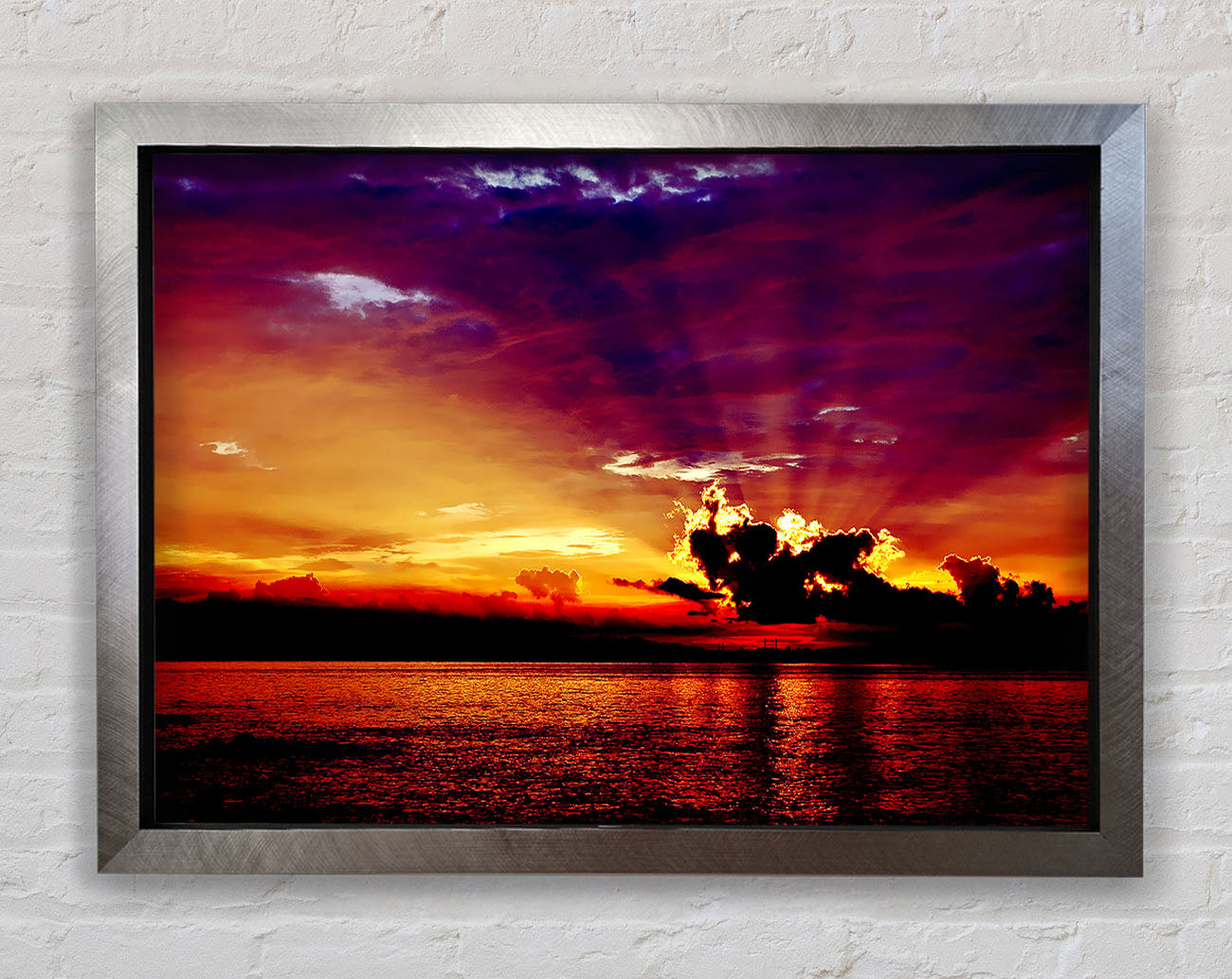 Sunrays Through The Rainbow Sky Framed Print