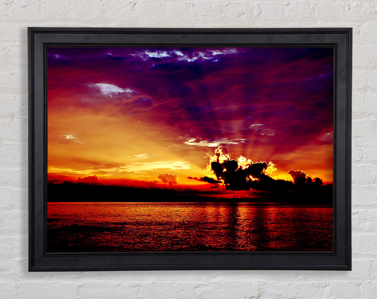 Sunrays Through The Rainbow Sky Framed Print