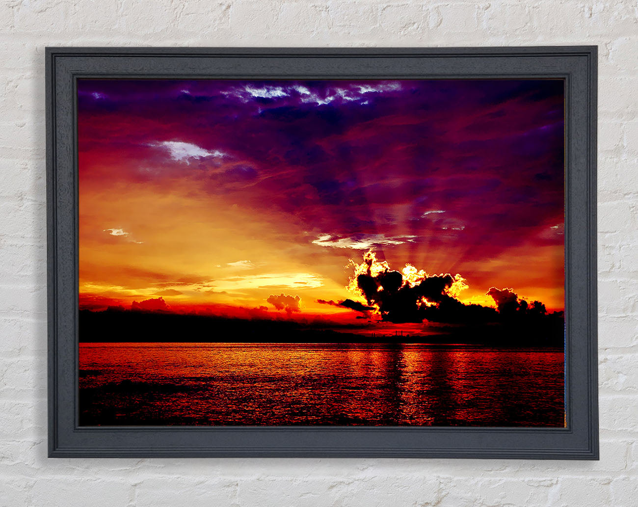 Sunrays Through The Rainbow Sky Framed Print