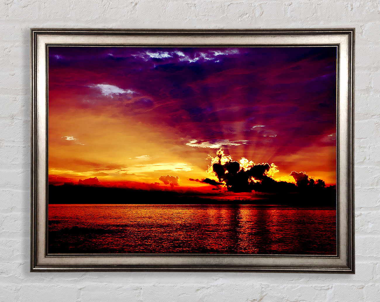 Sunrays Through The Rainbow Sky Framed Print