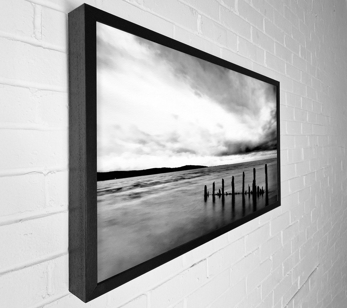 Storm Clouds Over The Ocean B n W Canvas Wall Art