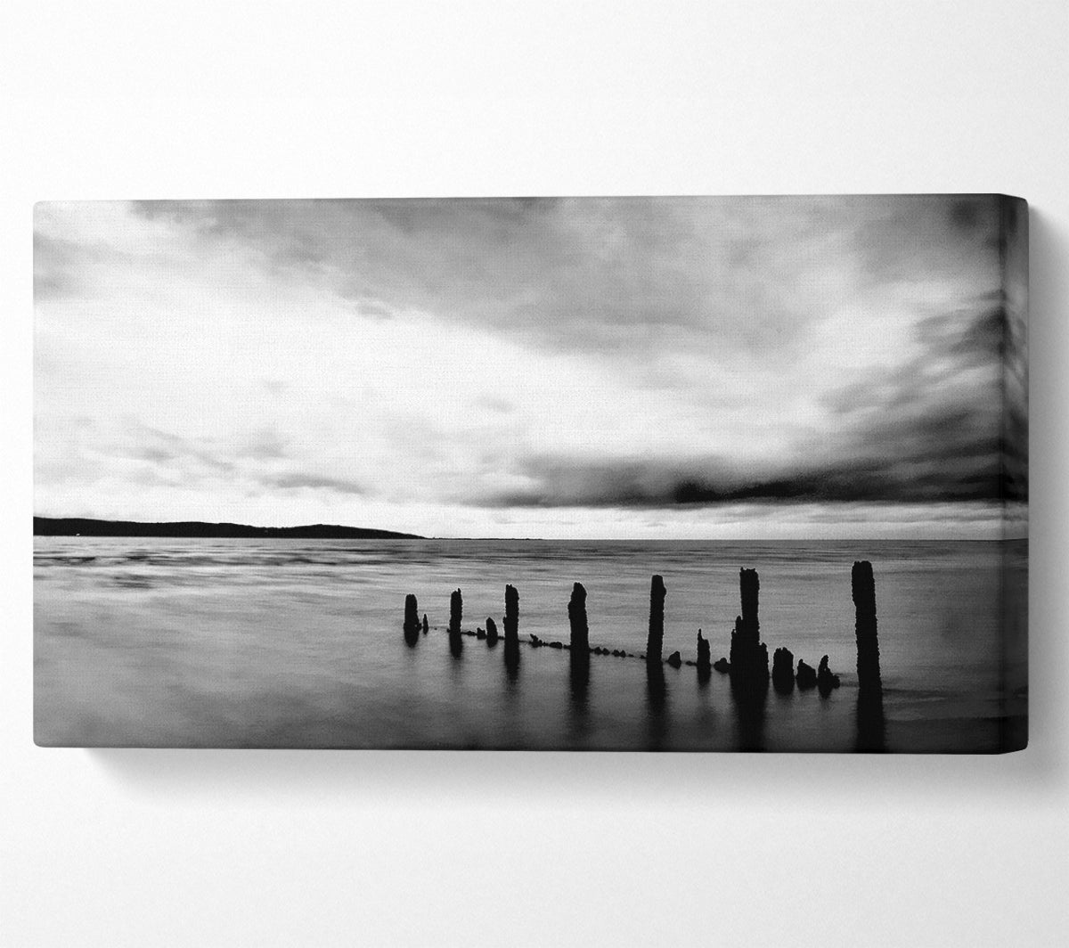 Storm Clouds Over The Ocean B n W Canvas Wall Art