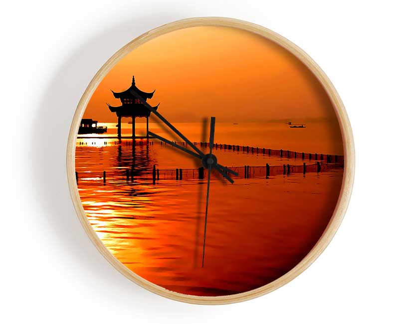 Sunset Orange Lake Calm