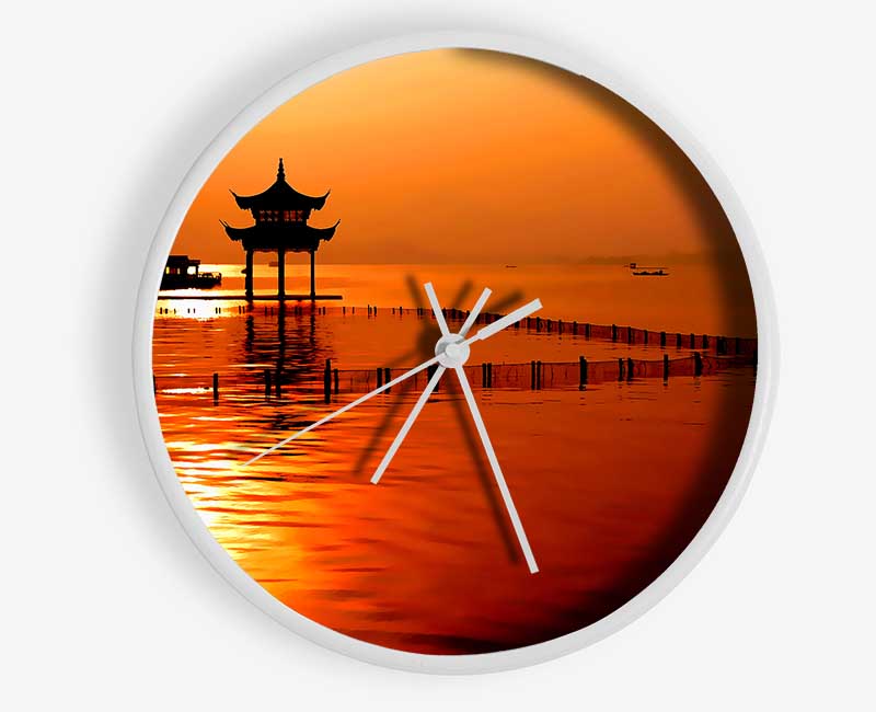 Sunset Orange Lake Calm
