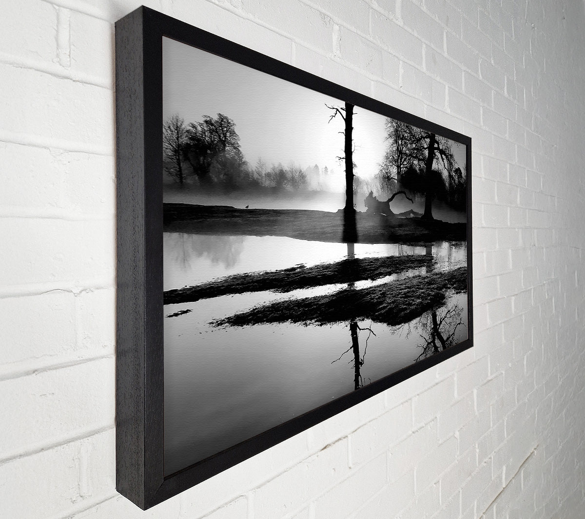 Sunset Forest Waters B n W Canvas Wall Art