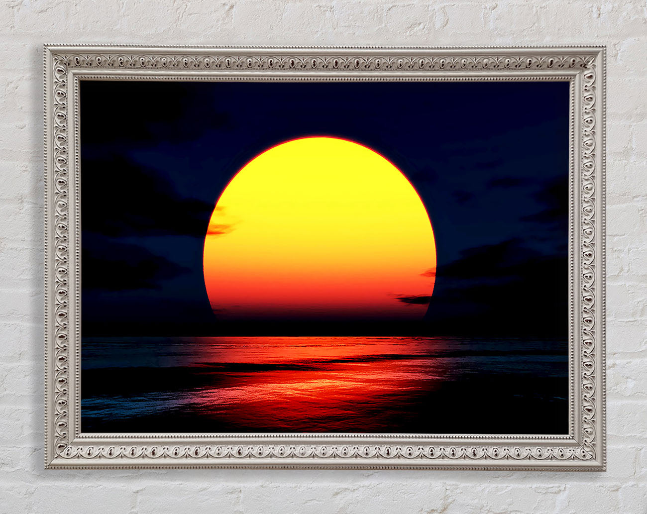 Huge Golden Sun Over Ocean Framed Print