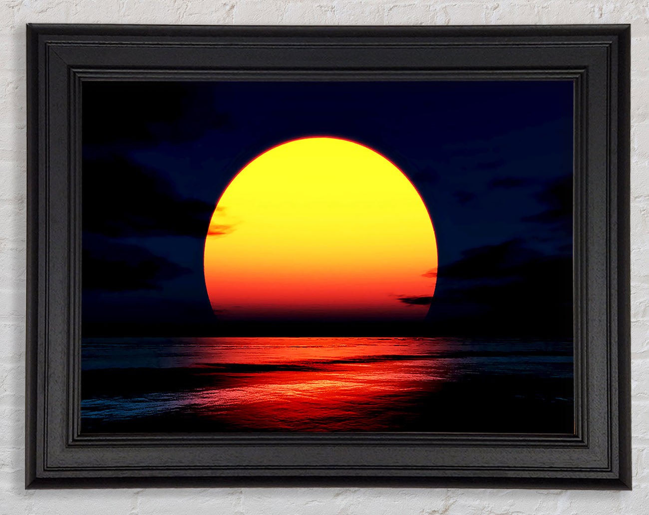 Huge Golden Sun Over Ocean Framed Print