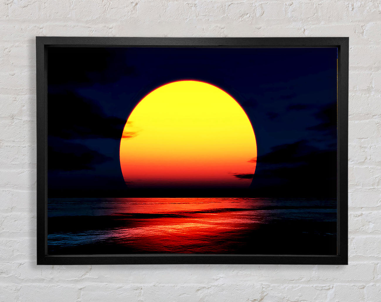 Huge Golden Sun Over Ocean Framed Print