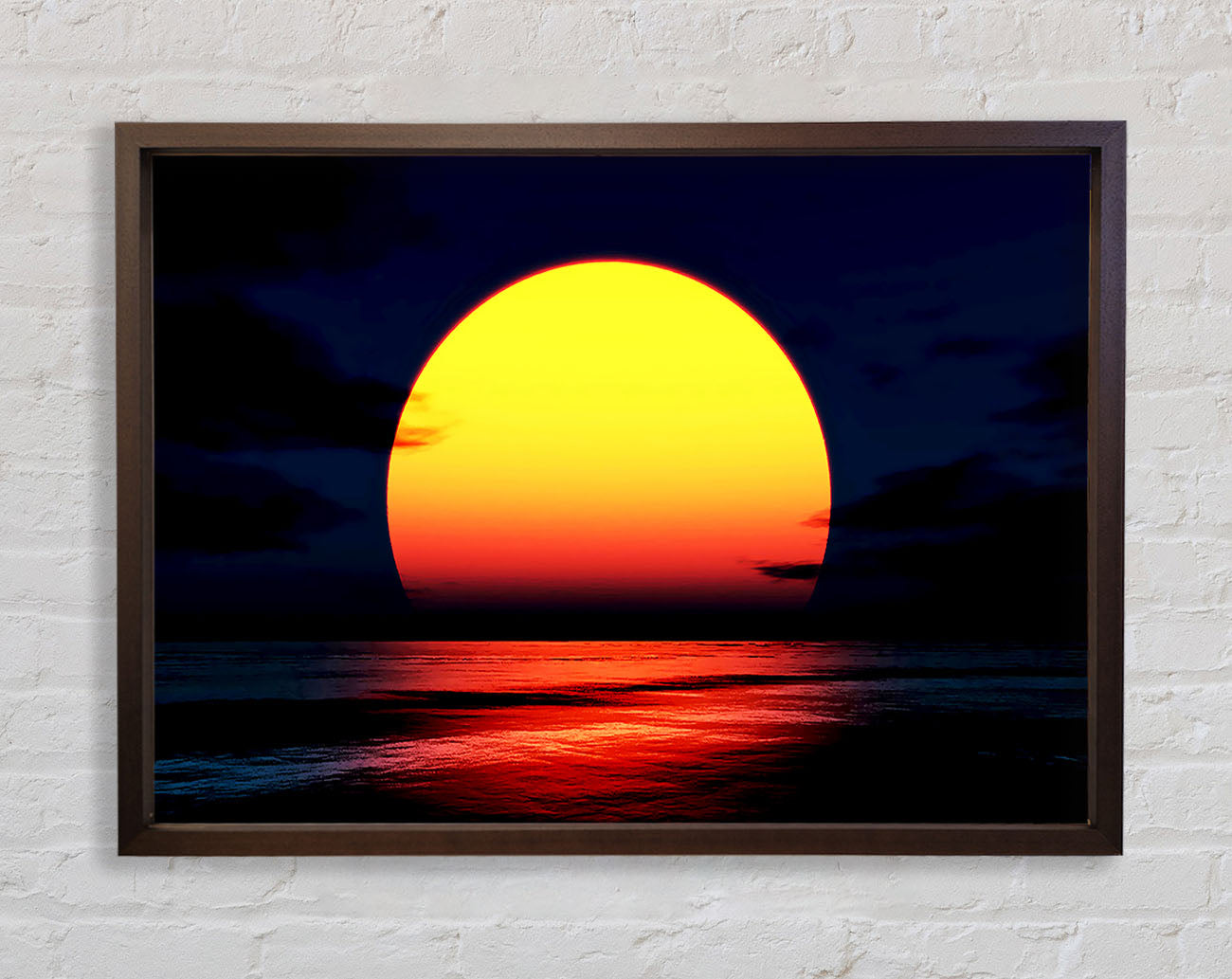 Huge Golden Sun Over Ocean Framed Print