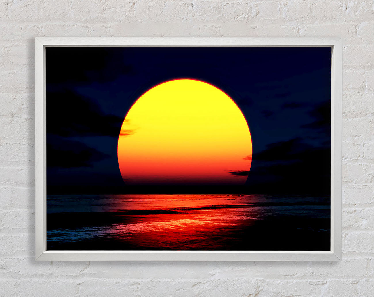 Huge Golden Sun Over Ocean Framed Print