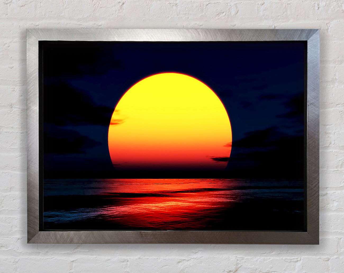 Huge Golden Sun Over Ocean Framed Print