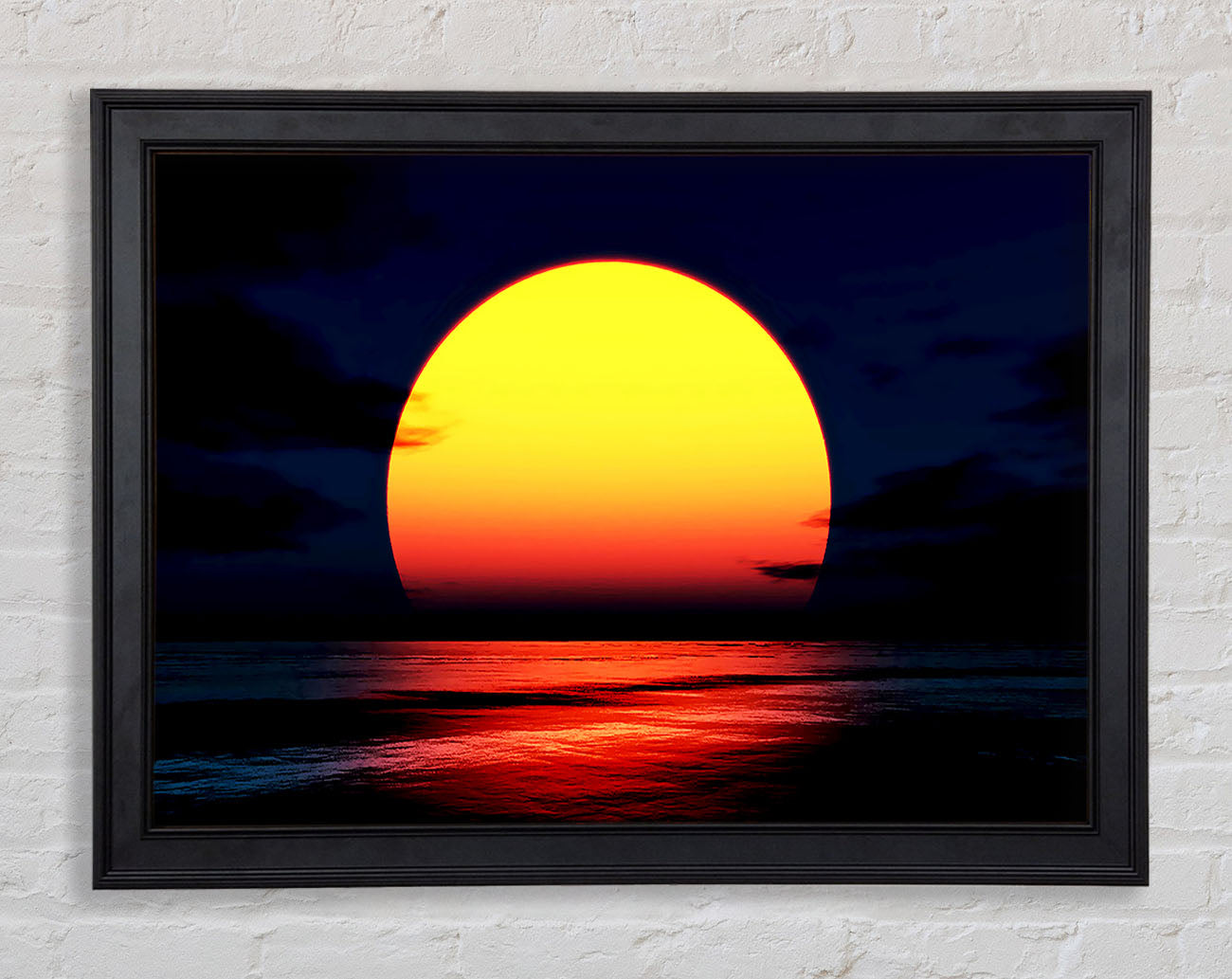 Huge Golden Sun Over Ocean Framed Print