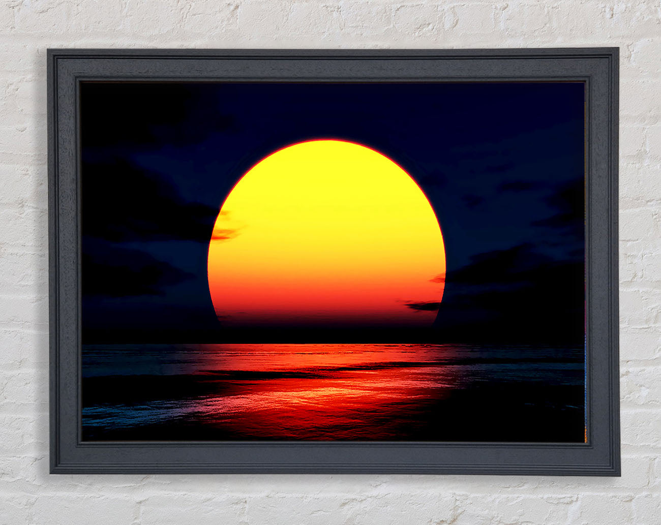 Huge Golden Sun Over Ocean Framed Print
