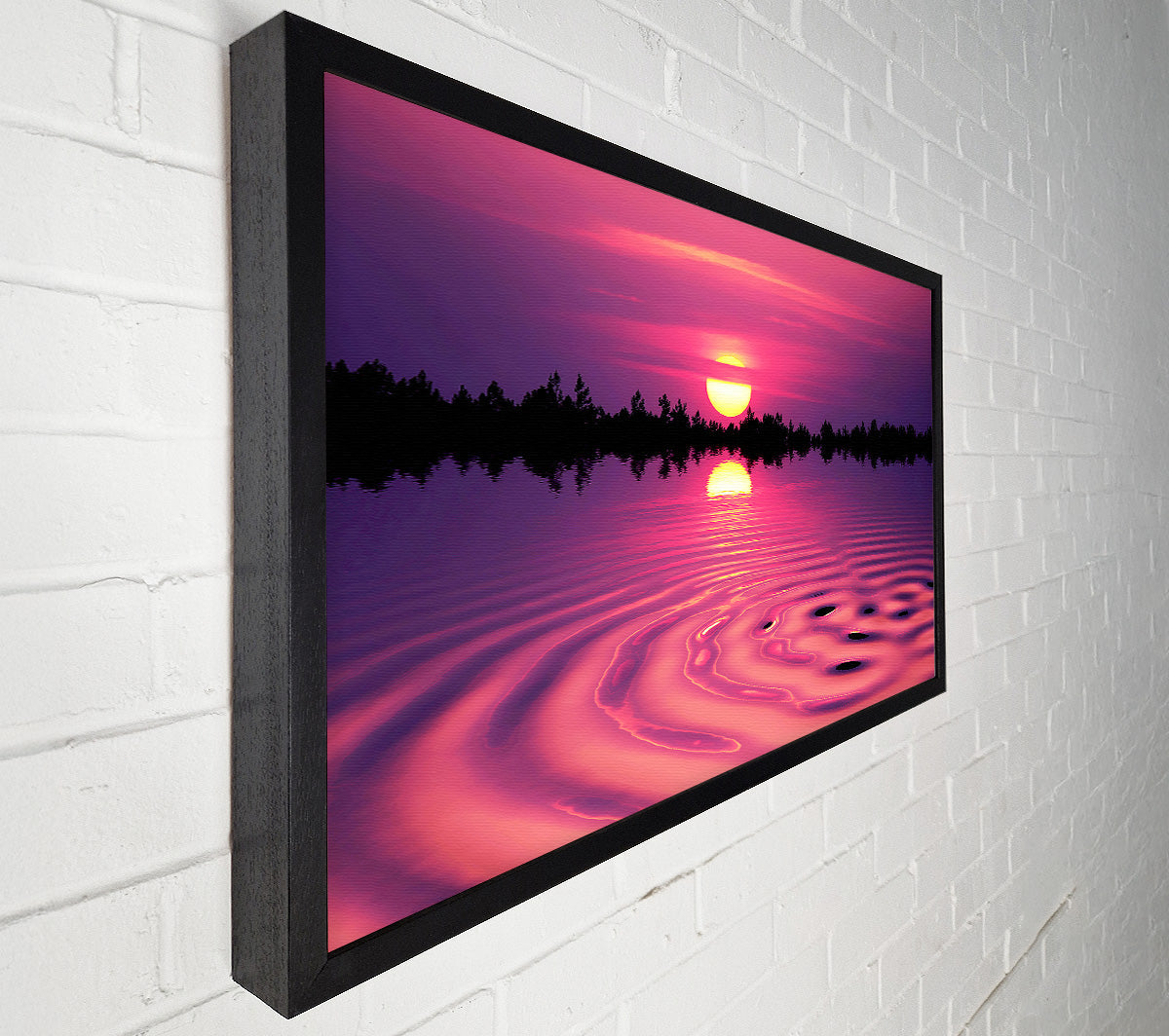 Pink Sunset Lake Swirl Canvas Wall Art