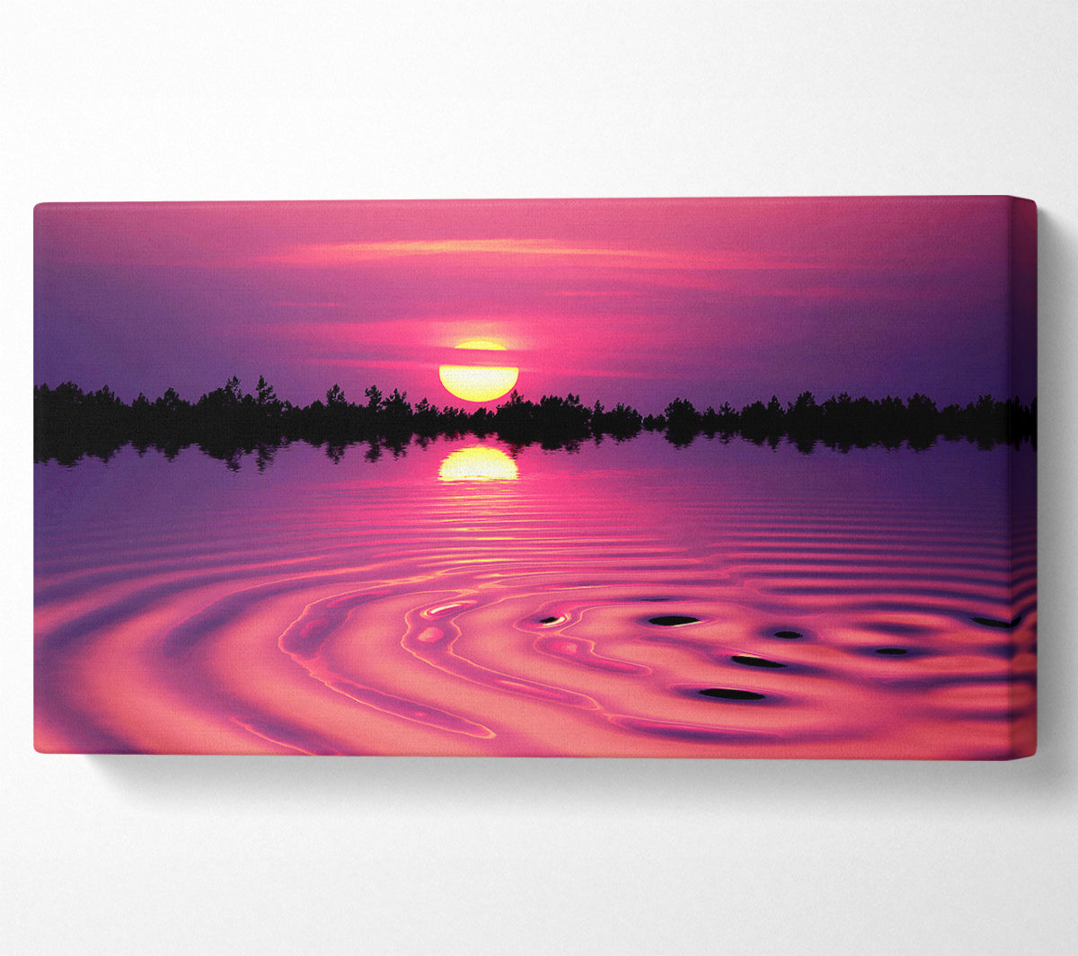 Pink Sunset Lake Swirl Canvas Wall Art