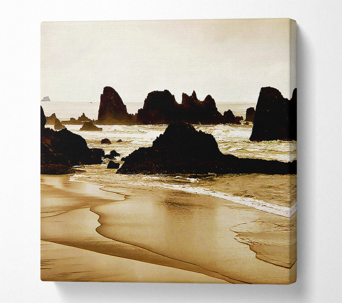 Sepia Ocean Delight Canvas Wall Art
