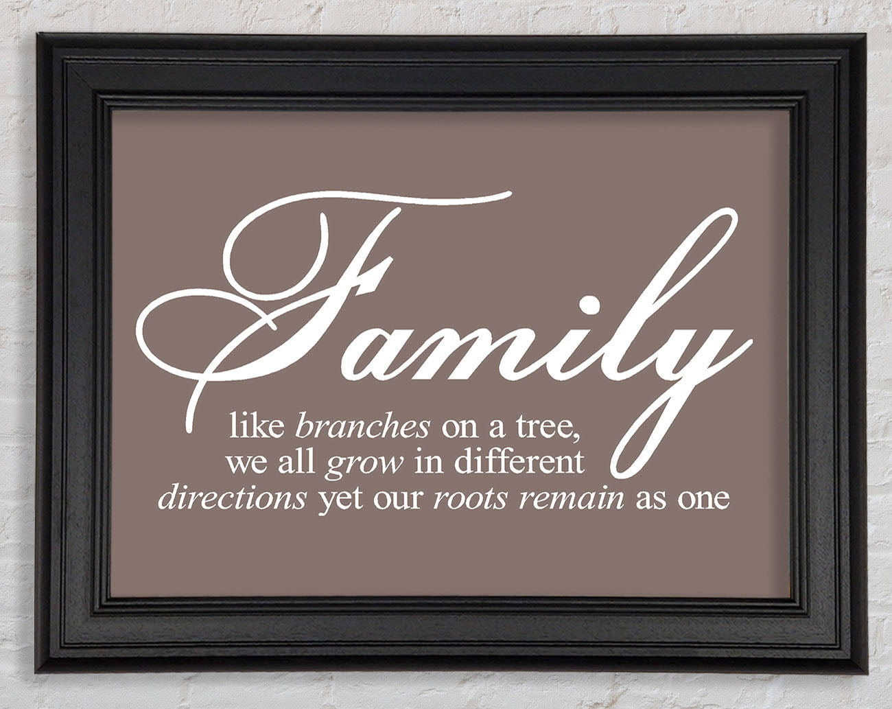 Family Quote Family We All Grow In Different Directions Beige Framed Print