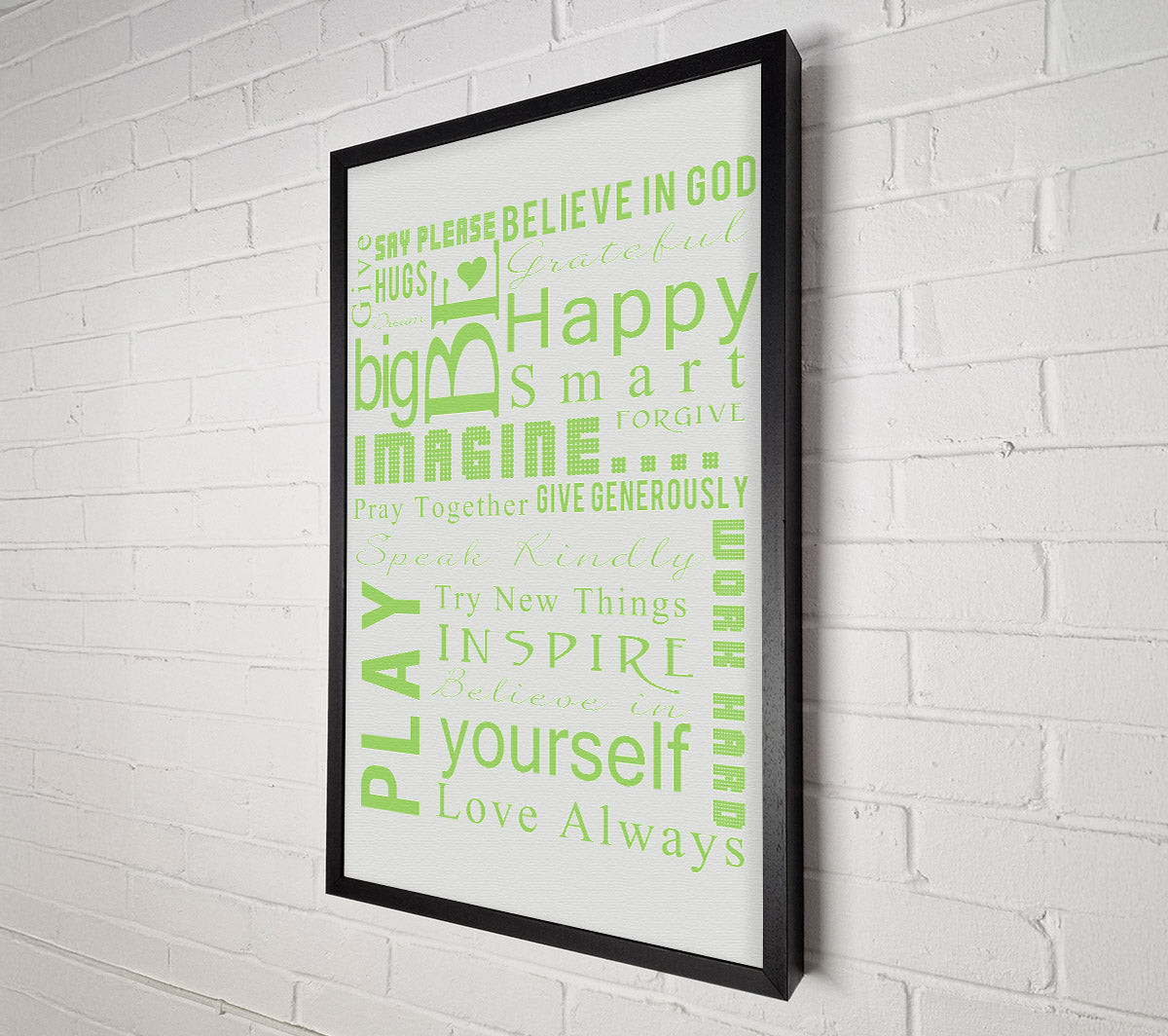 Home Quote Family Rules Be Happy Love Always Lime Green Canvas Wall Art
