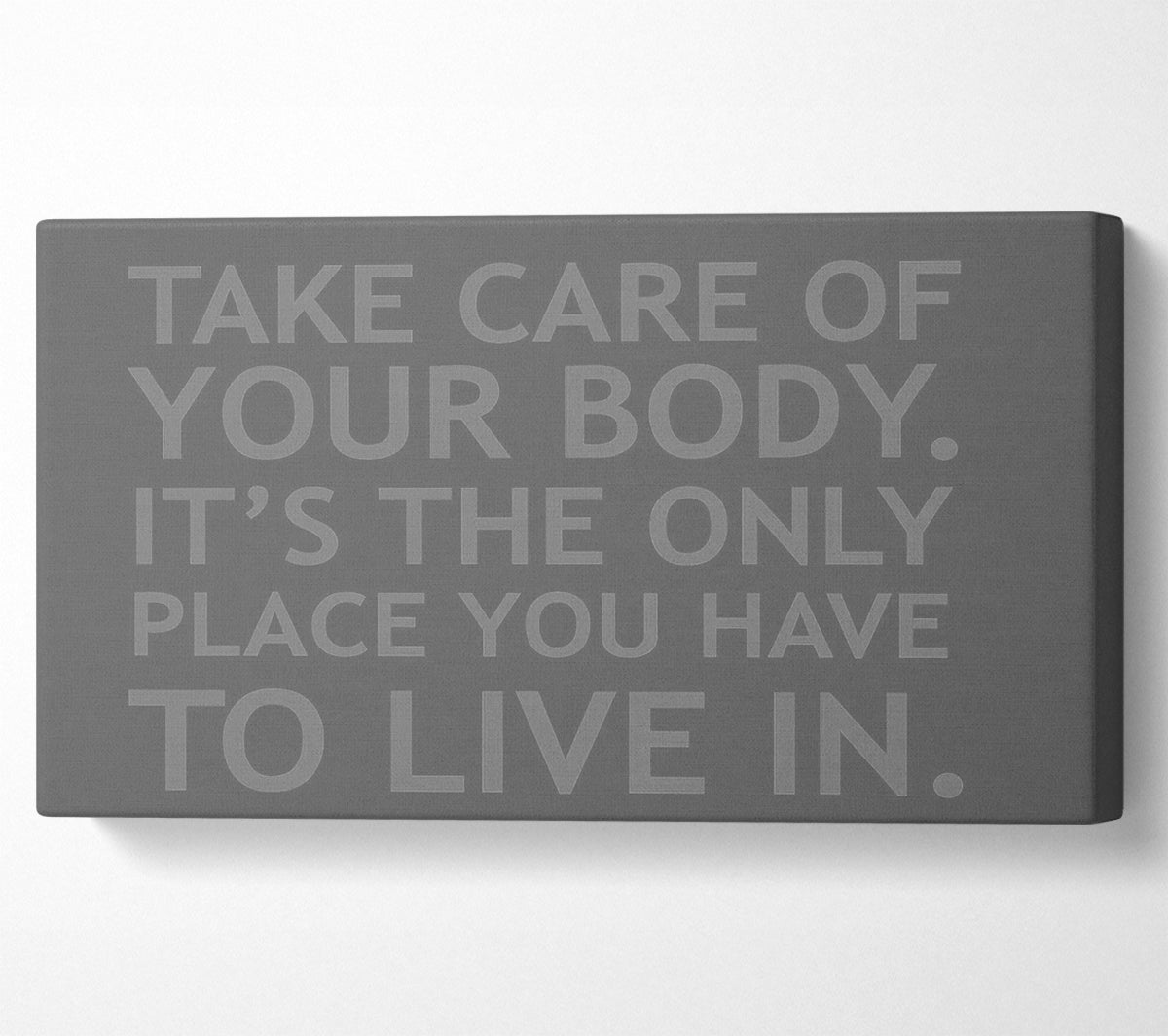 Take Care Of Your Body Grey Canvas Wall Art