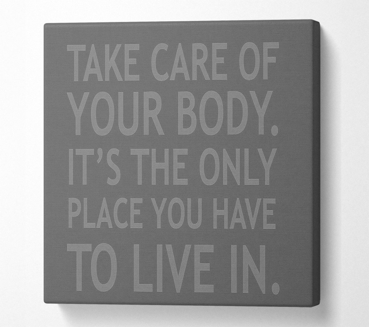 Take Care Of Your Body Grey Canvas Wall Art