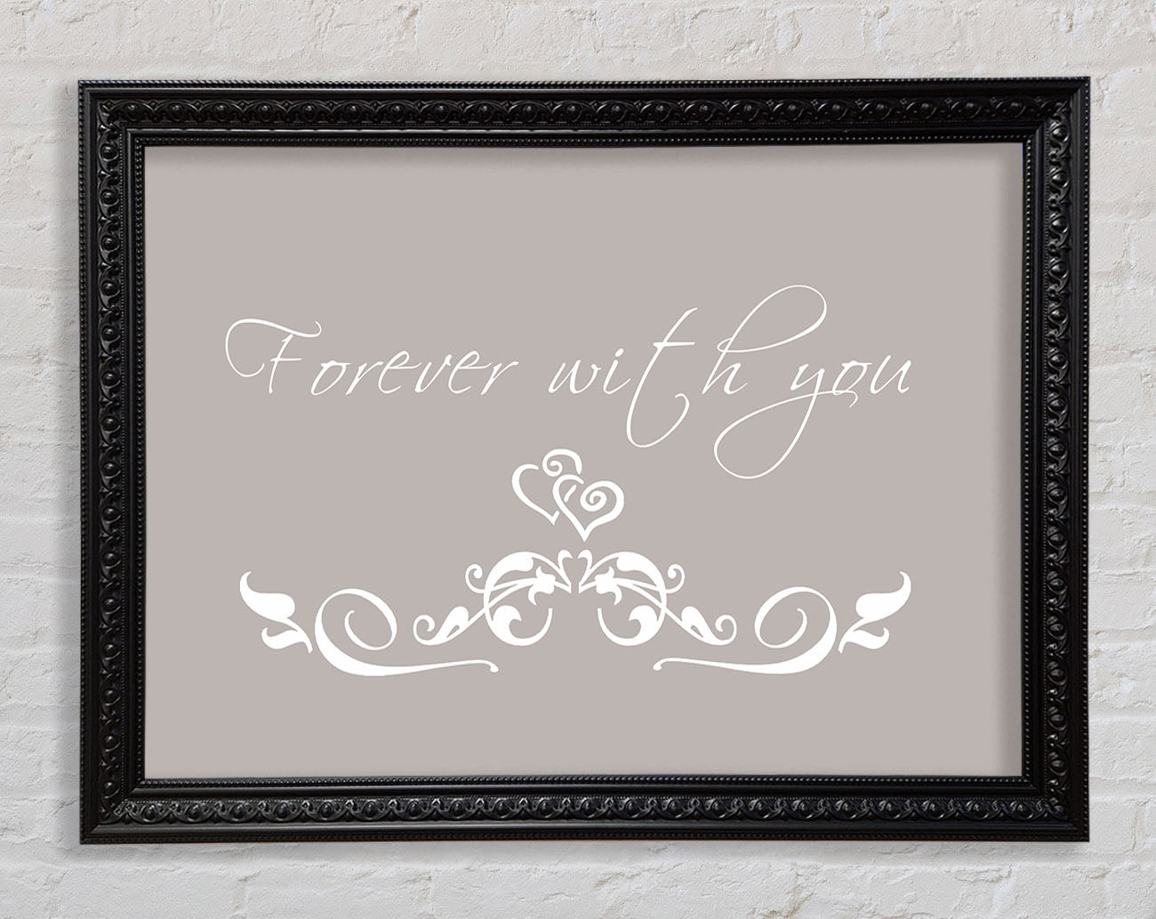 Love Quote Forever With You Beige Framed Print