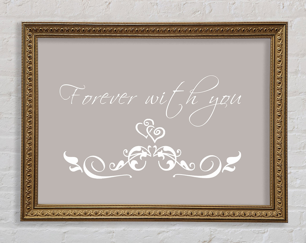 Love Quote Forever With You Beige Framed Print