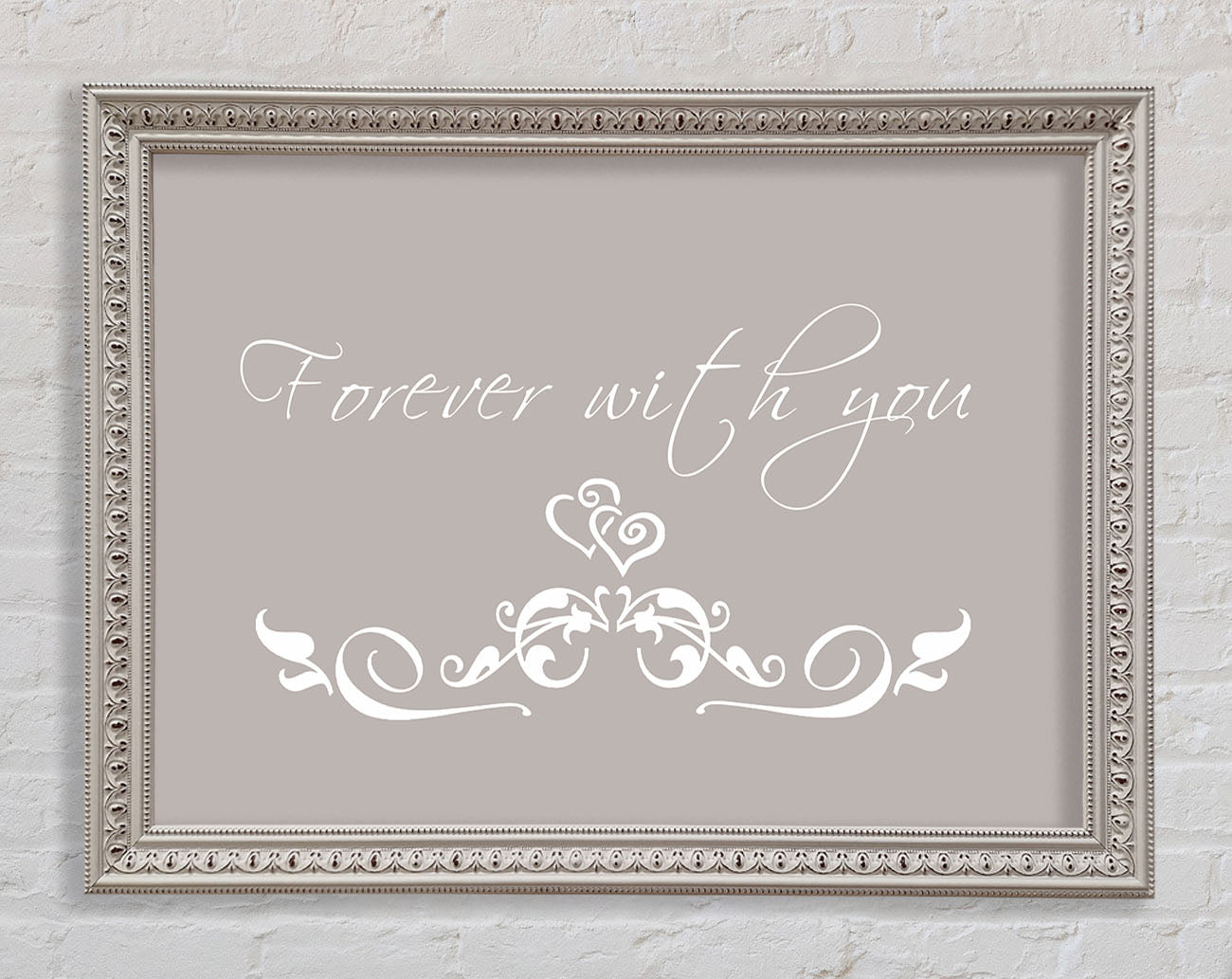Love Quote Forever With You Beige Framed Print