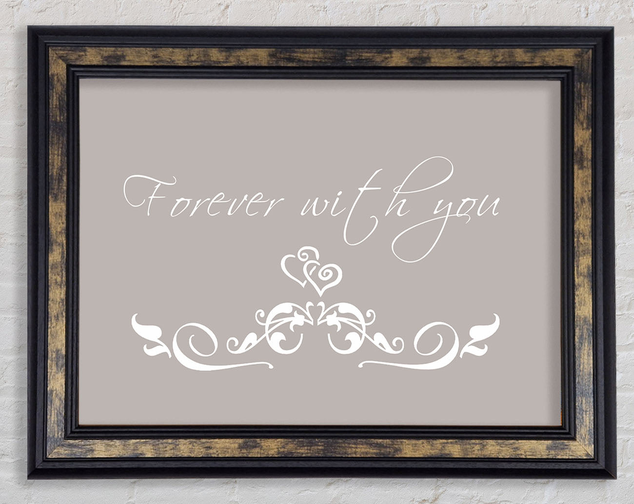 Love Quote Forever With You Beige Framed Print