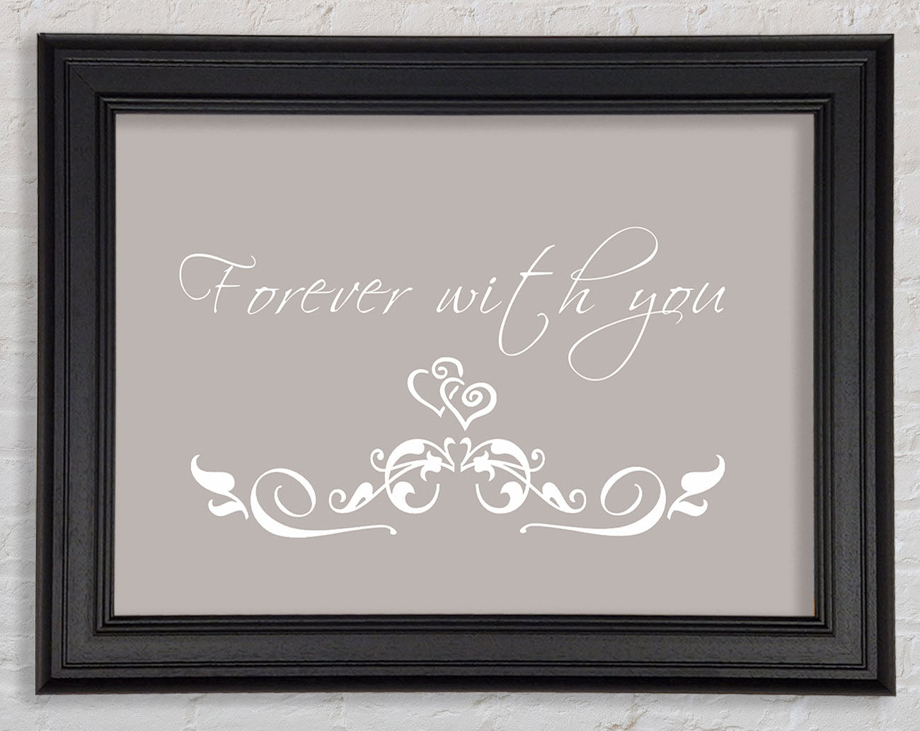 Love Quote Forever With You Beige Framed Print