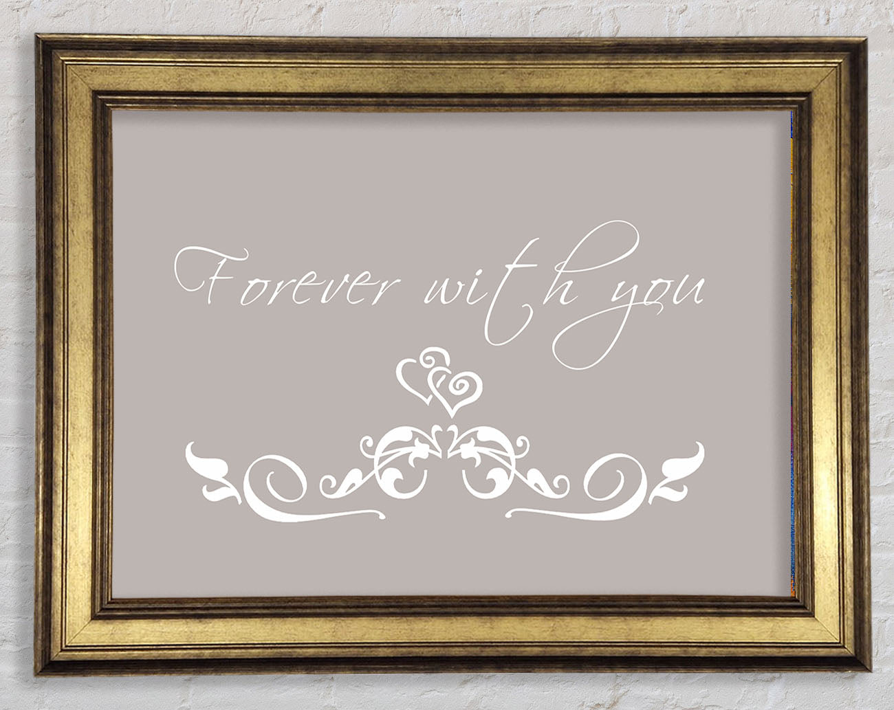 Love Quote Forever With You Beige Framed Print