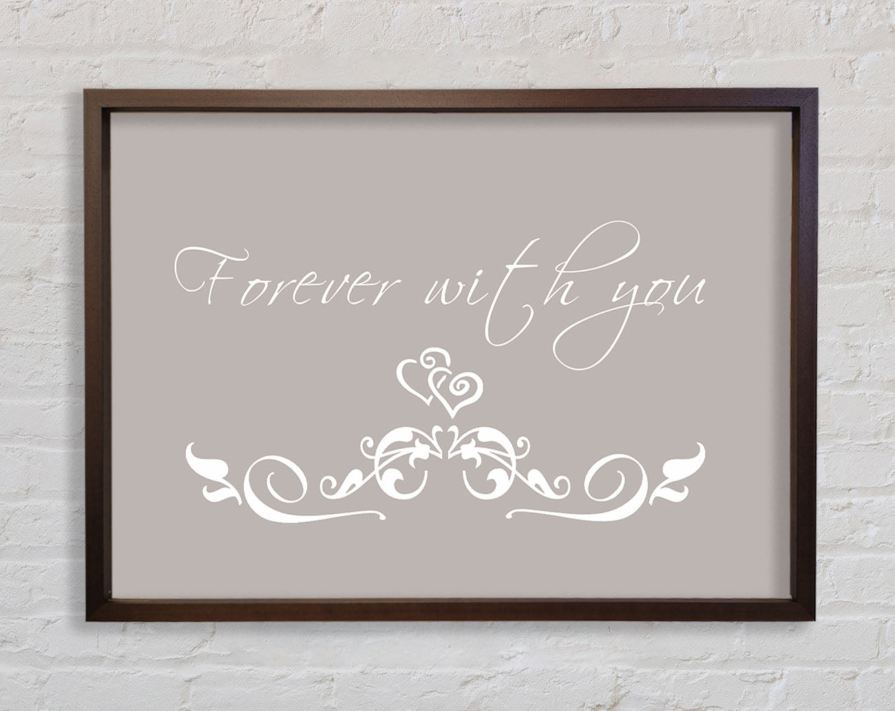 Love Quote Forever With You Beige Framed Print