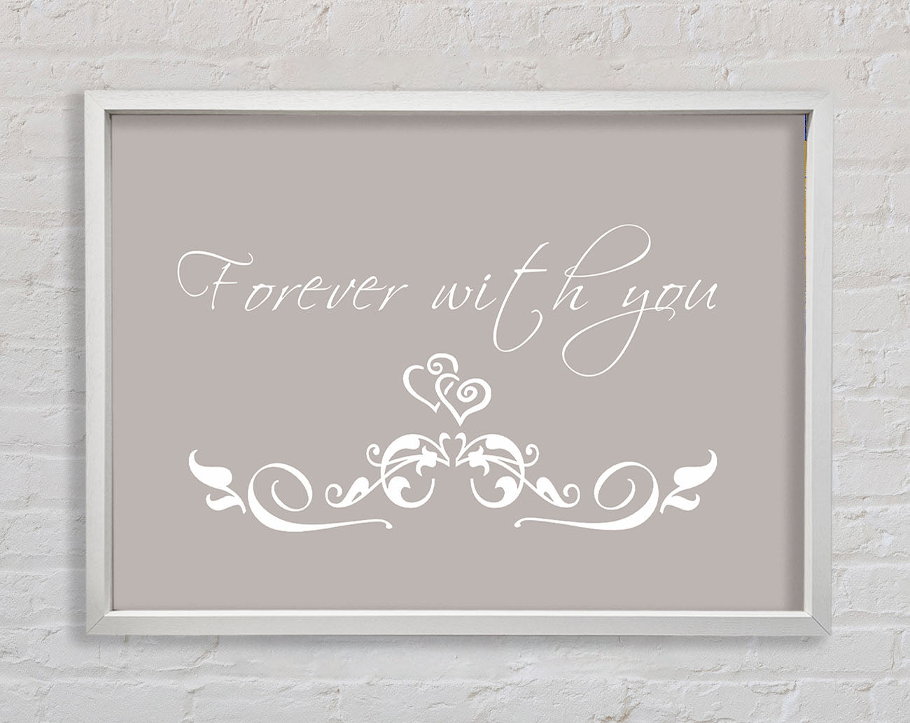 Love Quote Forever With You Beige Framed Print