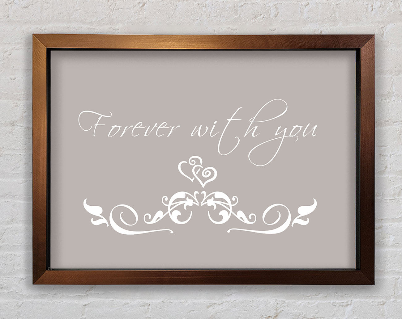 Love Quote Forever With You Beige Framed Print